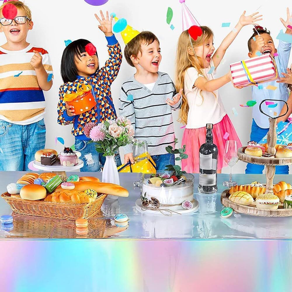 SEWOART Tovaglia Iridescente in Plastica Tovaglia Per Feste Di Compleanno E Matrimoni Effetto Arcobaleno 137x274 Cm Durevole E Facile Da Pulire