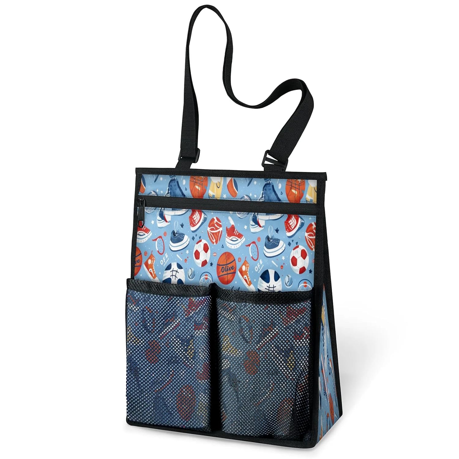 Ourtheme Sports Theme Portable Shower Bag for Travel Gym Camp Beach Tote Shower Caddy Bags Hanging Toiletry Organizer