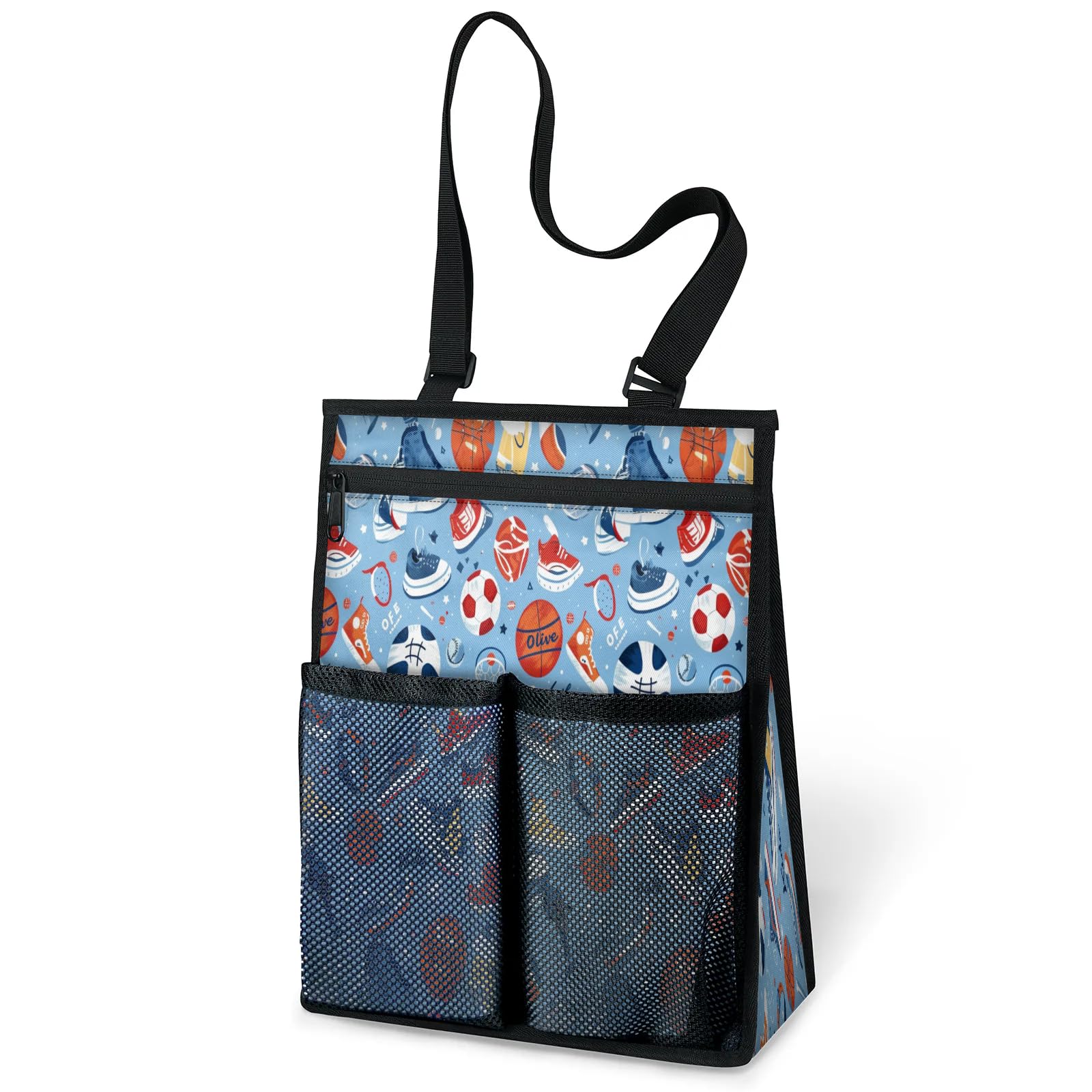 Ourtheme Sports Theme Portable Shower Bag for Travel Gym Camp Beach Tote Shower Caddy Bags Hanging Toiletry Organizer