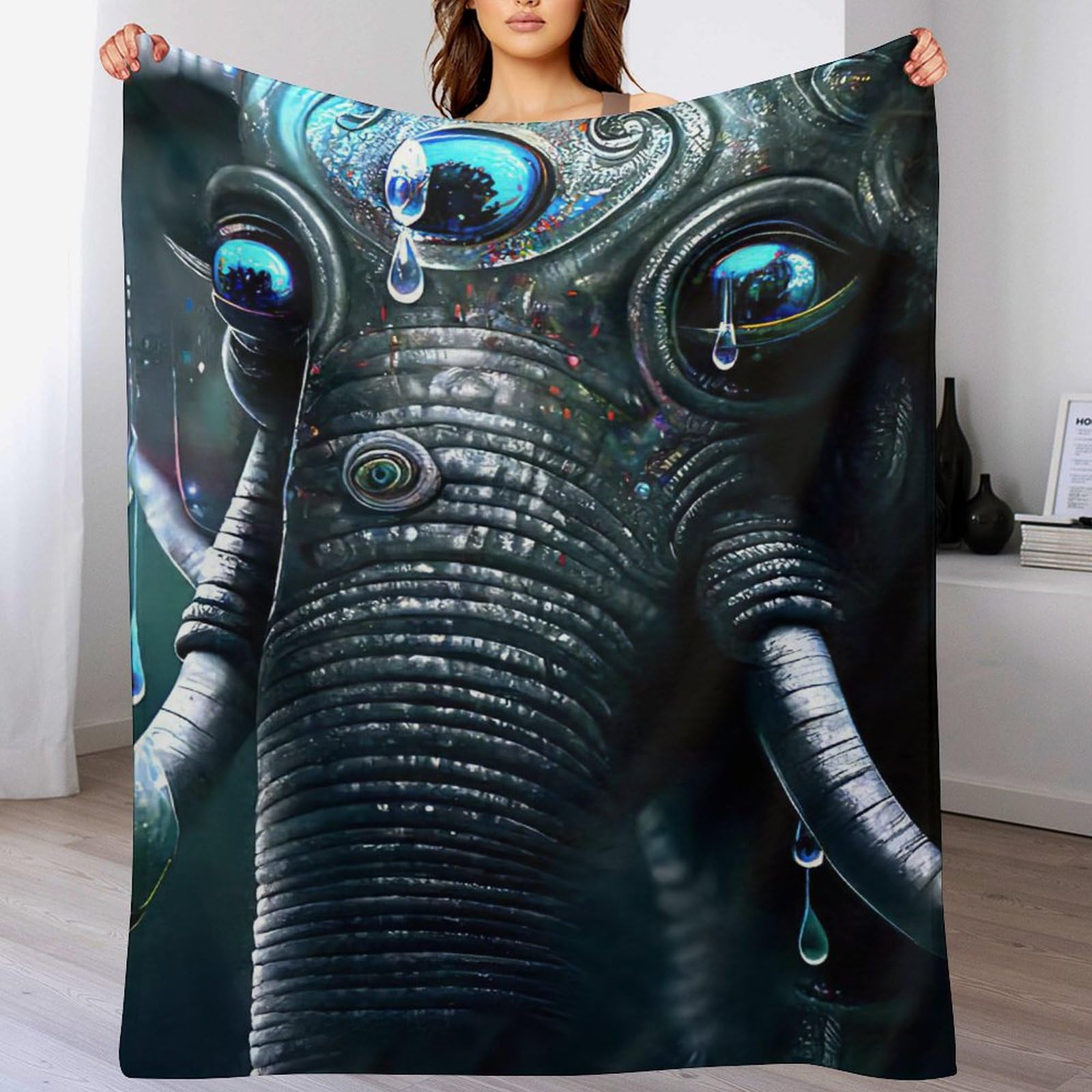 Couverture flanelle Éléphant Polaire pour éliminer le froid sur votre lit ou canapé-lit