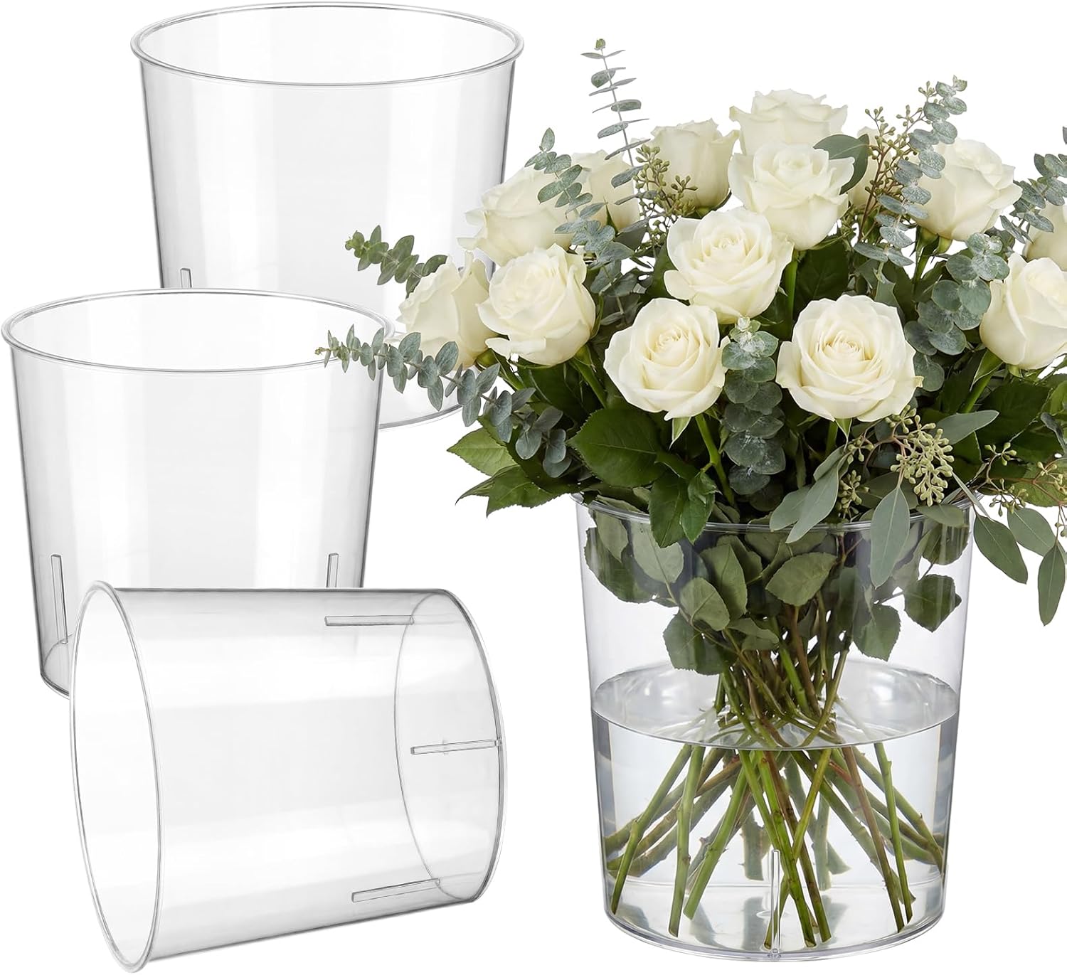 4 Pcs Flower Acrylic Vase Cylinders Round Decorative, Shatterproof Clear Acrylic Vases for Centerpieces, for Home Decor, Wedding, Dining Table, and Events