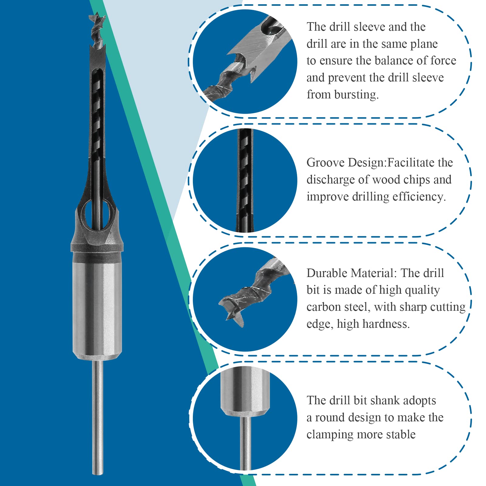 1/4" Square Hole Drill Bit - Woodworking Chisel -3