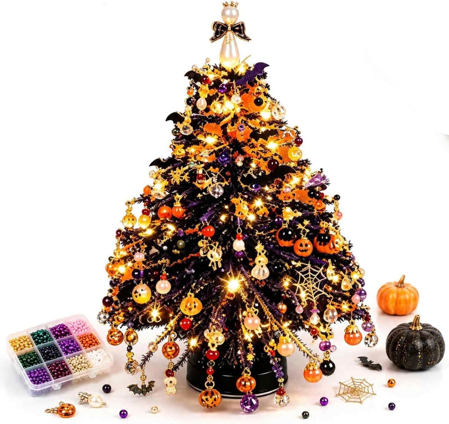 DIY Beaded Christmas Tree Kit with Crystal Beads and Metal Frame