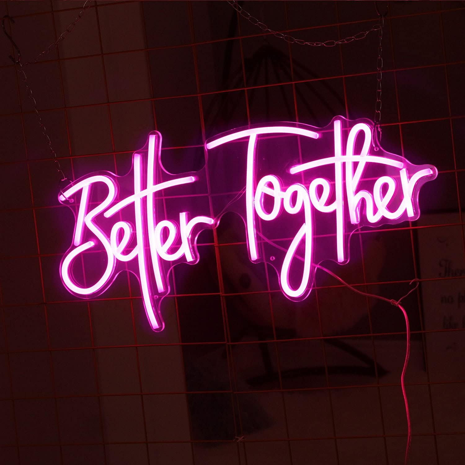 Better Together Neon Sign for Wedding Bedroom Decor Neon Lights for Led Art Party Light Room Engagement Couple Personalized Gift Wall Decor