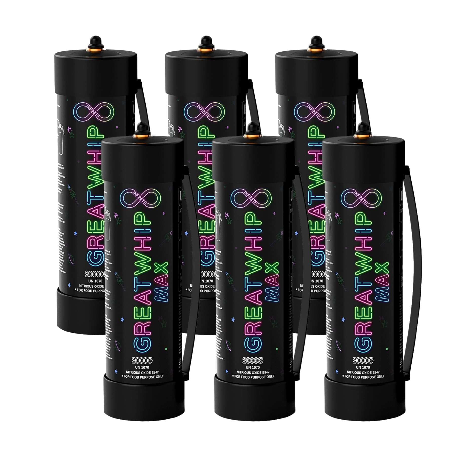 GreatWhip Whipped Cream Chargers, 3.3L Tanks, 2000g Whip Cream Charger Cylinder, 6 Cylinder（3 BOX）