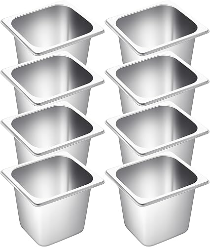 Jinei Bandeja de mesa de vapor de 16 para hotel, acero inoxidable 201, tamaño de 6 pulgadas, almacenamiento profundo, catering, bandejas de