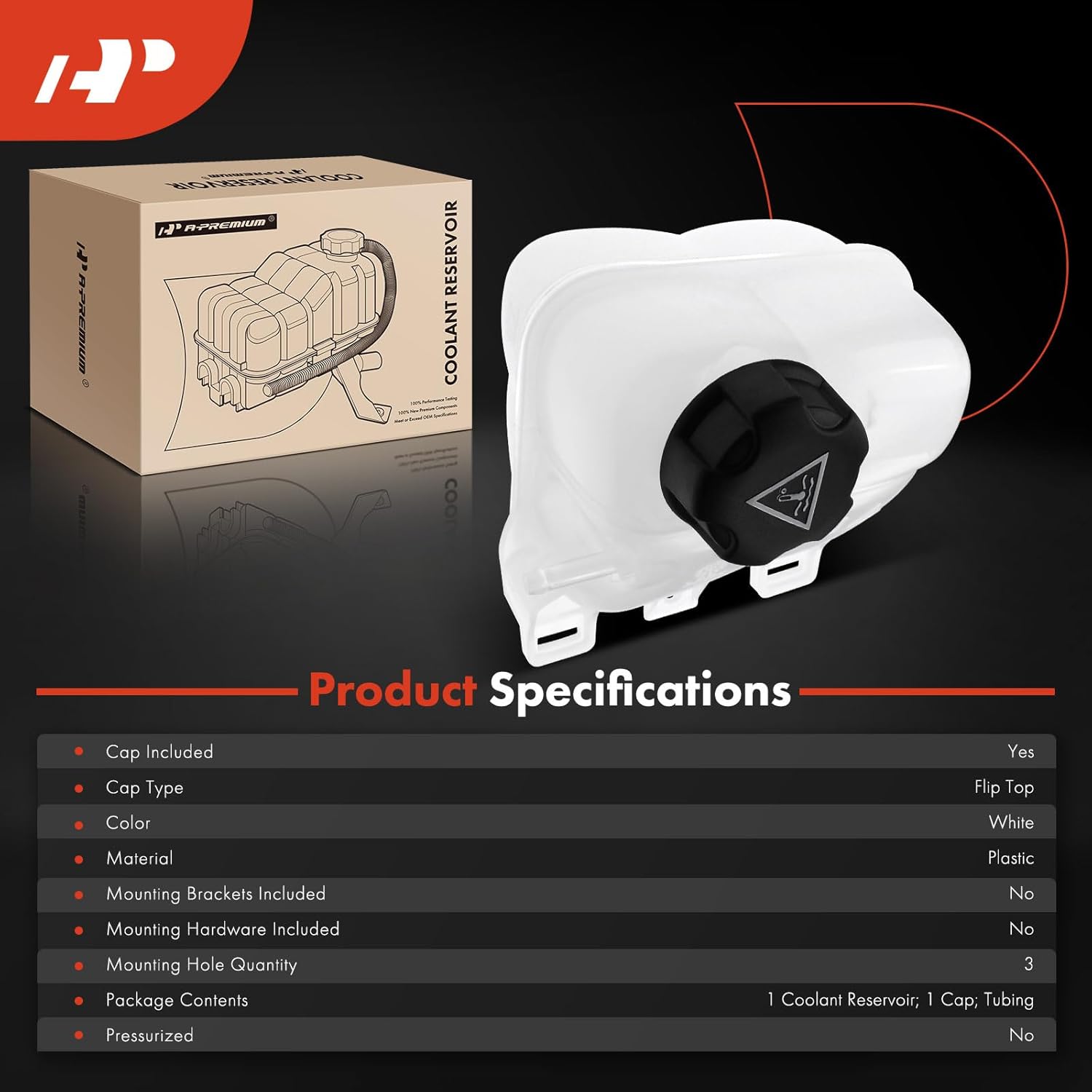 A-Premium Engine Coolant Overflow Recovery Reservoir Tank [with Cap] Compatible with Mini Cooper Countryman 2011-2016, Cooper 2007-2015, Cooper Paceman & BMW 118i, 318i, i3, i3s, i8 - Front