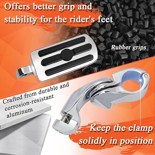 Miniatura 4 de FOVPLUE Estriberas de carretera de 1.25 pulgadas, clavijas ajustables en ángulo largo con soportes para Harley Touring Street Glide Electra Glide