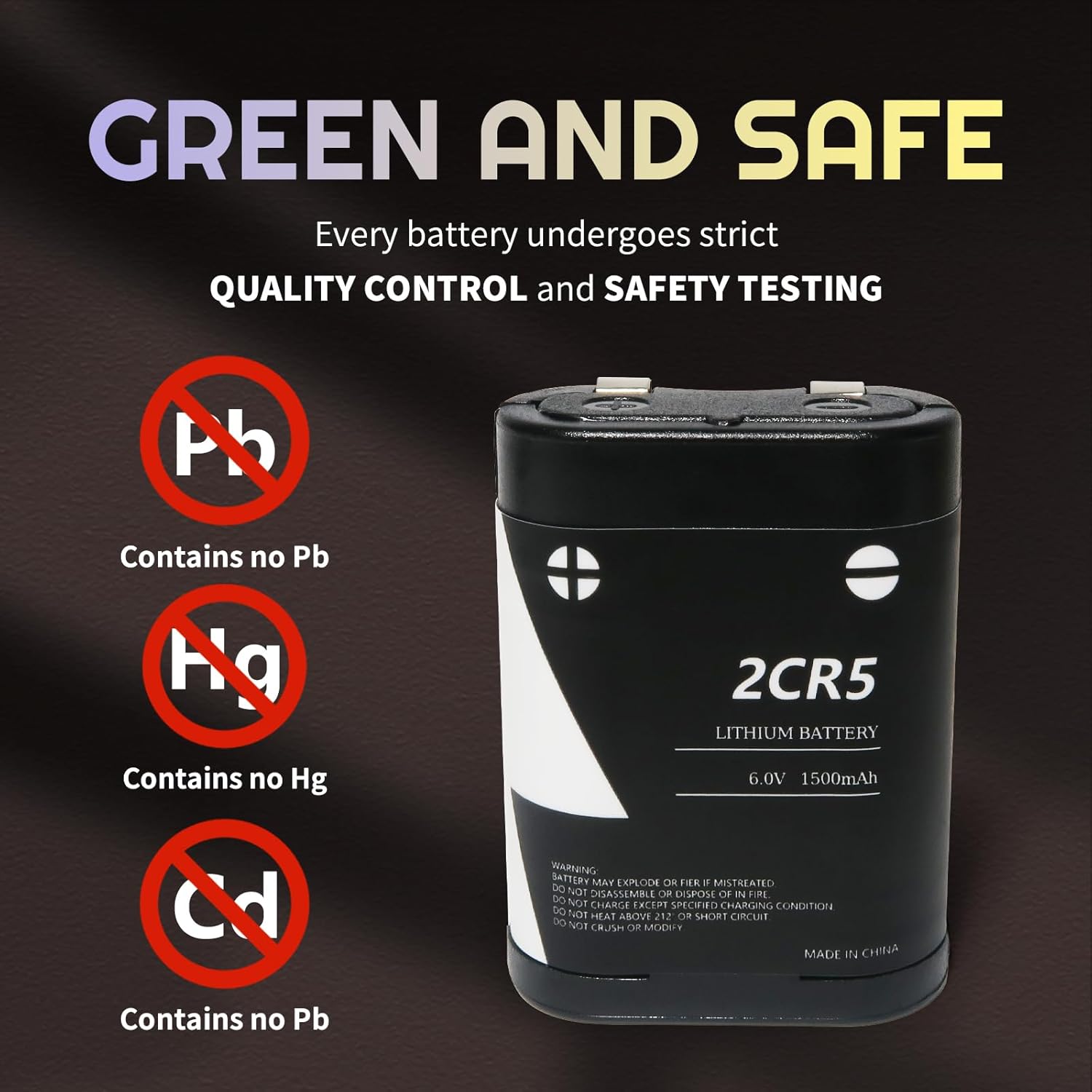 (5-Pack) 6V 2CR5 Battery, Lithium Photo Battery with PTC Protection Replaces 2CR5M 5032LC DL245 EL2CR5 KL2CR5 RL2CR5