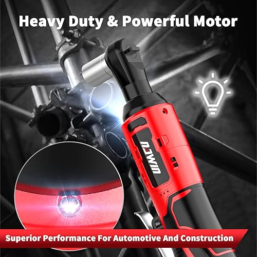 Miniatura 3 de NAWIN Llave de trinquete eléctrica de 16.8 V, trinquete inalámbrico de 38 pulgadas con 2 baterías, 40 pies libras, juego de herramientas mecánicas