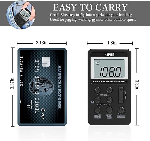 Miniatura 3 de Radio Pocket AM FM Radio portátil de sintonización digital con la mejor recepción, radios de transistor pequeño personal Hapito con auriculares