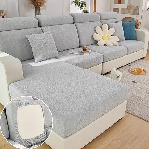HM&DX Funda elástica universal para sofá con parte inferior elástica, 1234 asientos en forma de L, funda de sofá modular de terciopelo jacquard,