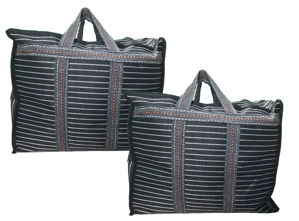 ERcial® Multipurpose Heavy Duty Storage Organizer Reusable Canvas Shopper Bag with Strong Handles and Base with Covers Zip (Black) 49x22x42 CM