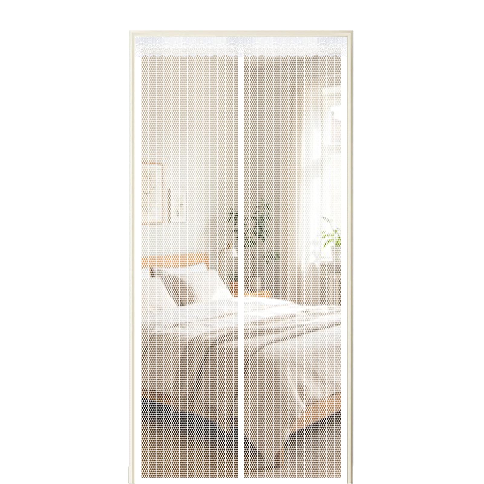 Xuehmin White Screen Door 225 X 215 Cm Self Sealing Powerful Magnets Heavy Duty Bug Mesh Curtain With Powerful Magnets & Full Frame Magic Tape Suitable For Patio Doors Balcony Bedroom,