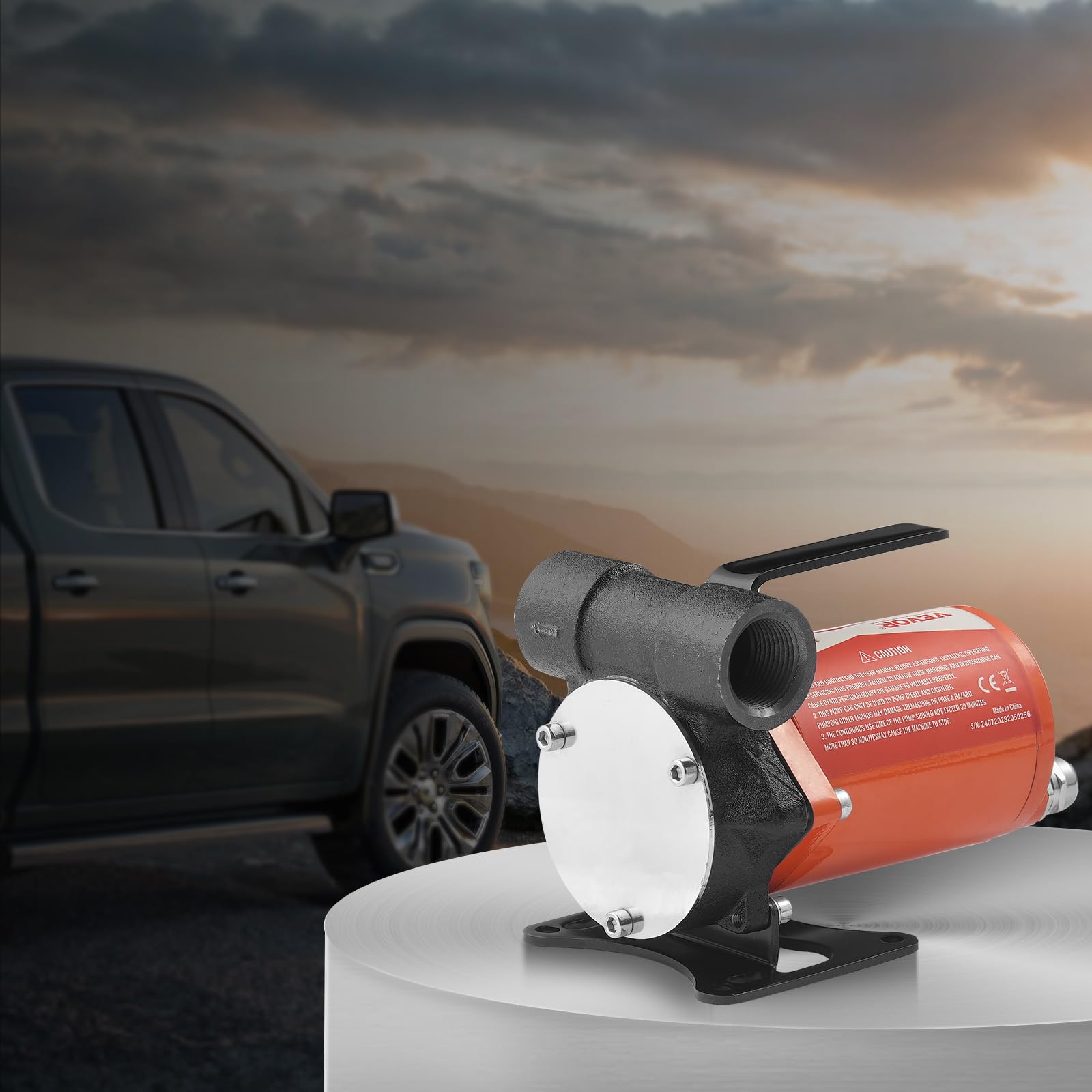 VEVOR Pompa oleju napędowego, 12 V DC, 8 GPM, 1/6 KM, pompa oleju opałowego z automatycznym wyłączeniem pistoletu, pompa przelewowa, długi wąż wlotowy i wylotowy do benzyny, oleju napędowego, nafty