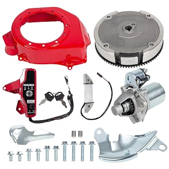 RANSOTO Electric Start Motor Kit Flywheel Ignition Switch Kit Compatible with Honda GX160 GX200&More 23KW 5.5HP 6.5HP 4 Stroke Engines 212cc Non hemi Engine