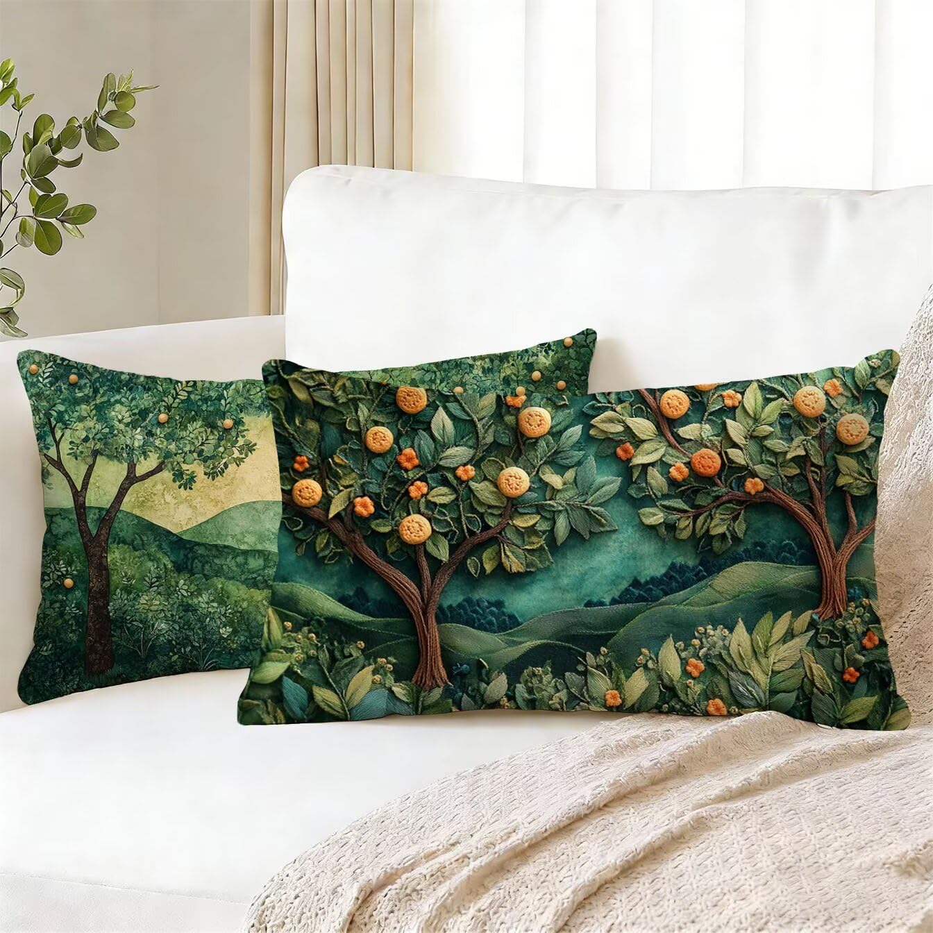 Housse Coussin 50x90 Lot de 2 Velours Coussin Canape Vert v-564