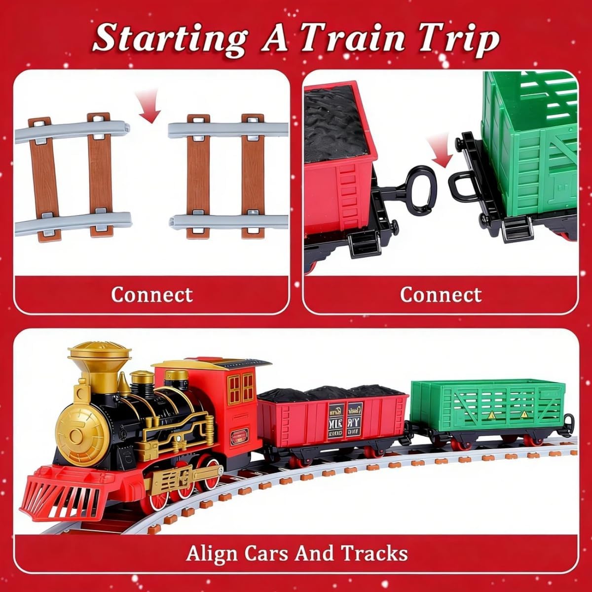 Electric Train Set for Kids - Train Set for Kids Ages 4-8 with Sounds, Lights & Smoke, Toy Train Set for Kids Ages 4-8, Christmas Toys for Boys 3-5