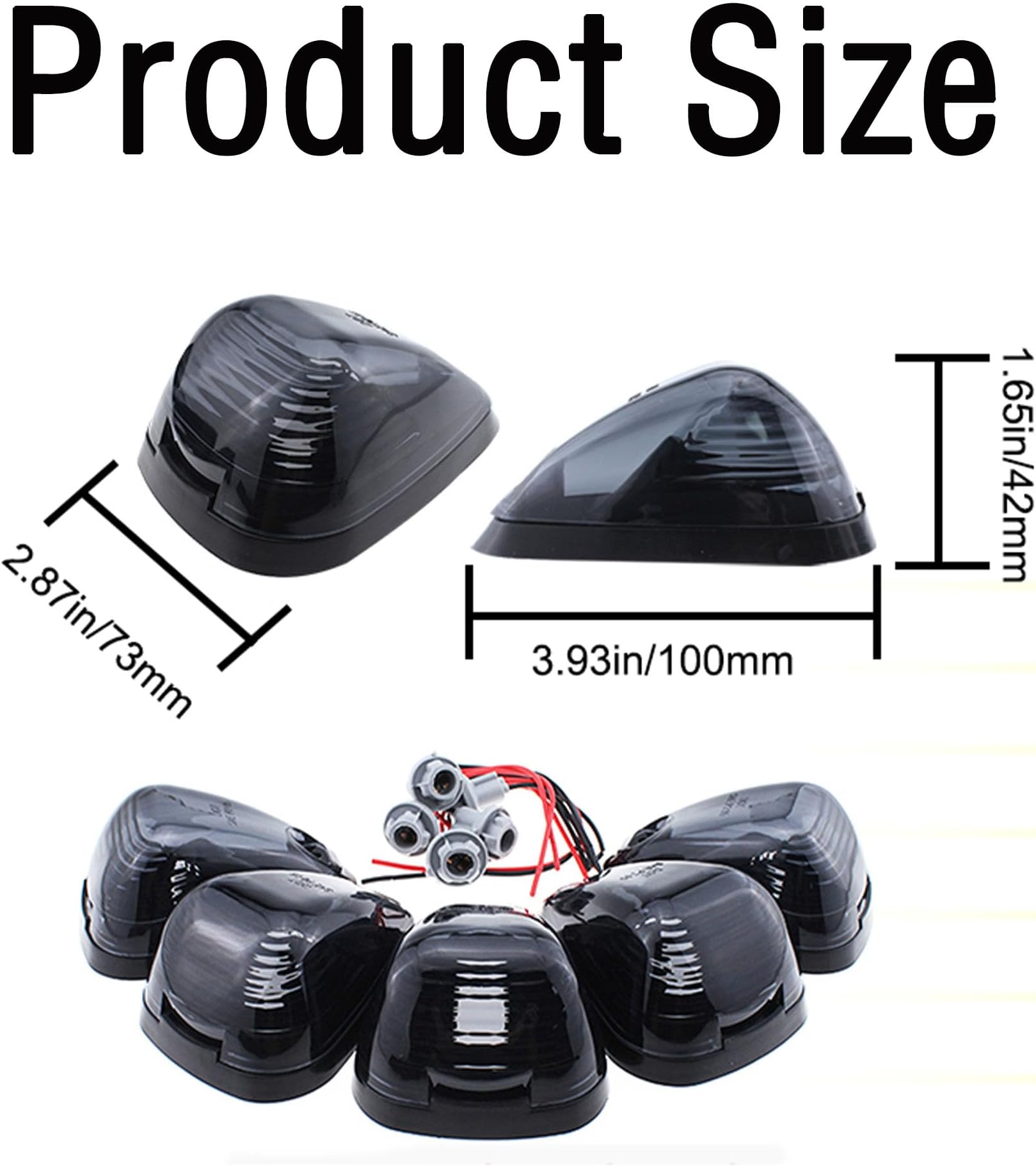5X Black Smoke Lens Cab Roof Marker Running Lamps Compatible with Yellow/Amber LED Lights for Ford F150 F250 F350 F450 F550 F650 F750 E150 E250 E350 E450 1999-2016 - Super Duty Pickup Trucks