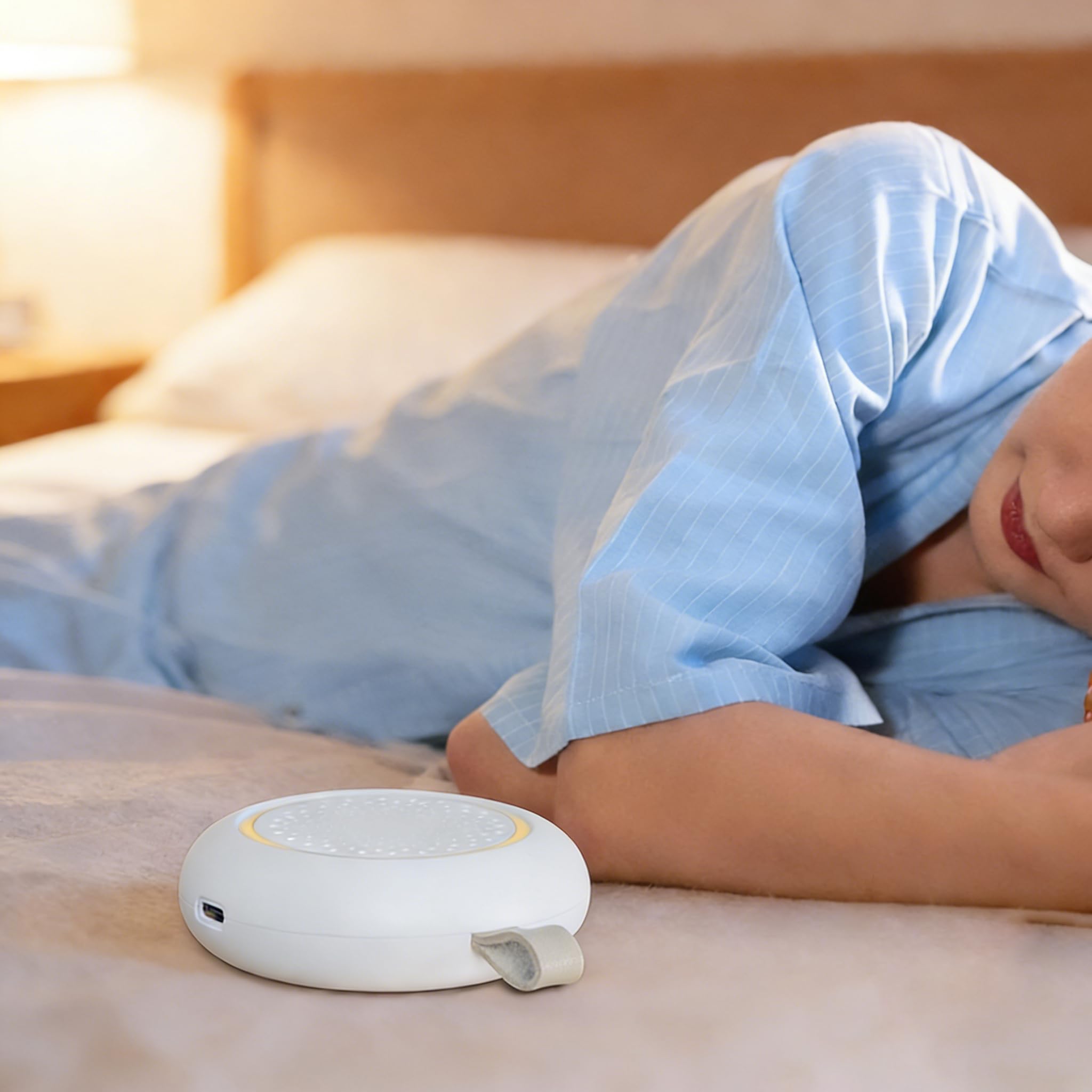 Mini White Noise Machine für Schlaf, 24 beruhigende Geräusche, tragbare Einschlafhilfe mit Nachtlicht, 18H Spielzeit, USB wiederaufladbar, Baby Erwachsene Reise Schlaf Sound Maschine