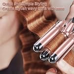 Kuwa Crimper Outil capillaire,3 Fer à roulettes,hairCrimper pour les femmes, Hair Waver avec LCD Affichage de la température, ondes naturelles à longue durée