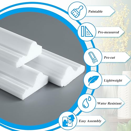 Miniatura 3 de Pangda Juego de 3 kits de molduras de pared adhesivas estilo capa interior y exterior, panel de zócalo prefabricado para decoración de molduras de