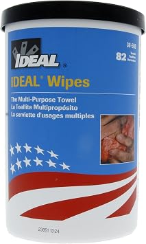 IDEAL Eletrical Cleaning Wipes 82 Wipes Heavy-Duty Pre-Moistened Jobsite Towels for Tools, Surfaces & Hands, Dual-Sided Scrub & Smooth, Removes Grease, Dirt & Grime, Citrus Scent 38-500