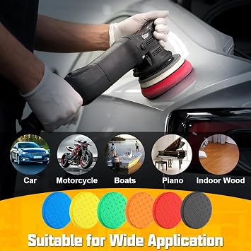 Polishing Pad 7.5 Inch 6 Pack Foam Buffing Pads for Car Detailing | Efficient Large Area Polishing Performance Color-Coded Foam Selection for Multiple Applications 