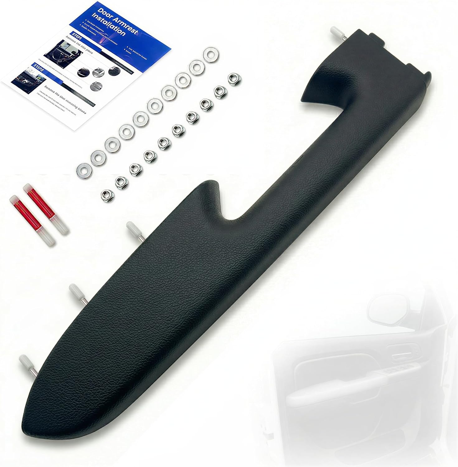 Upgraded 22818465 Front Left Driver Side Door Panel Armrest Repair Kit Compatible with Chevy Silverado/GMC Sierra 1500 2500HD 3500HD 2010-2014, Only Fits Door Release Handle Below Armrest, Black