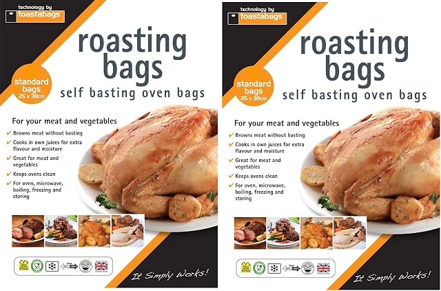 16 x Roasting Bags Flavour Seal Cooking Bags for Ovens and Microwaves Medium Size Bags
