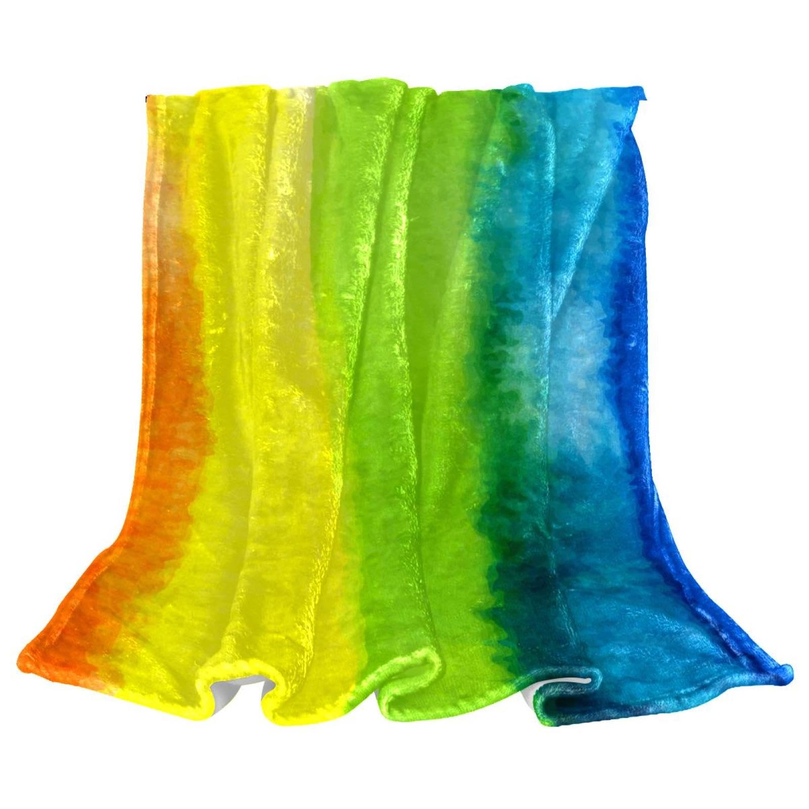 Couverture polaire anti-froid plaid arc-en-ciel douillet pour chaises et lits
