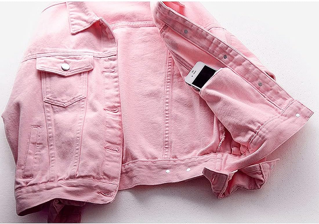 VIEWON Women's Casual Denim Cotton Button Down Long Sleeve Lapel Loose Jacket Coat - Image 2