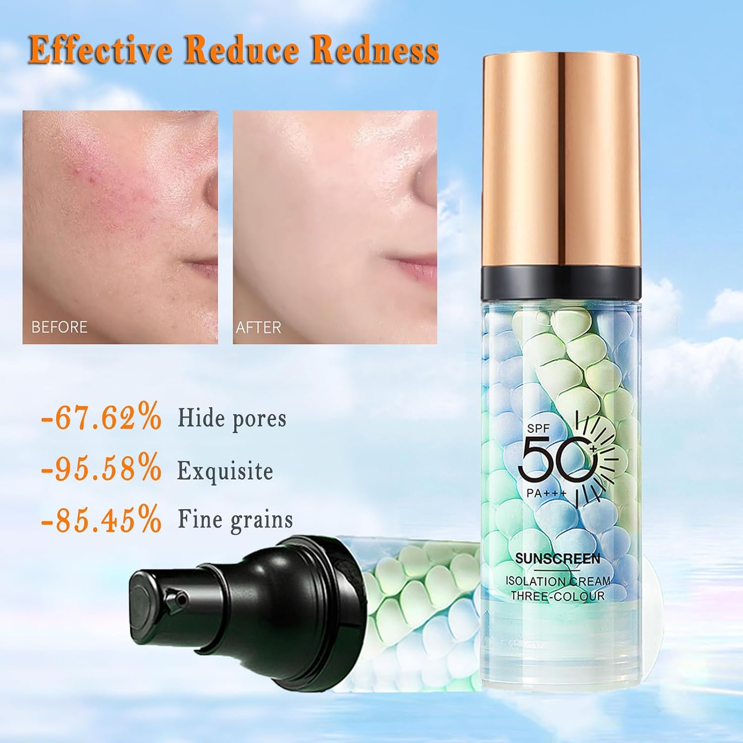 3 In 1 Makeup Primer for Face,SPF 50,Primer for Face Before Makeup,One Step Color Corrector,Sunscreen Makeup Primer,Neutralizes Redness,Skin Tone Even,Summer Oil Control Moisturizing Makeup Base