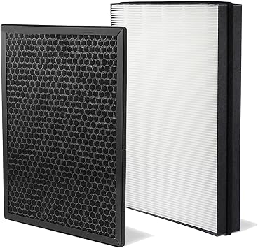 Replacement Filter Kit Compatible with Philips Air Purifier AC3256/10 AC3259/10 AC4550/10 Air Purifier Replacement HEPA Filter FY3433/10 and FY3432/10 (HEPA Filter + Activated Carbon Filter)