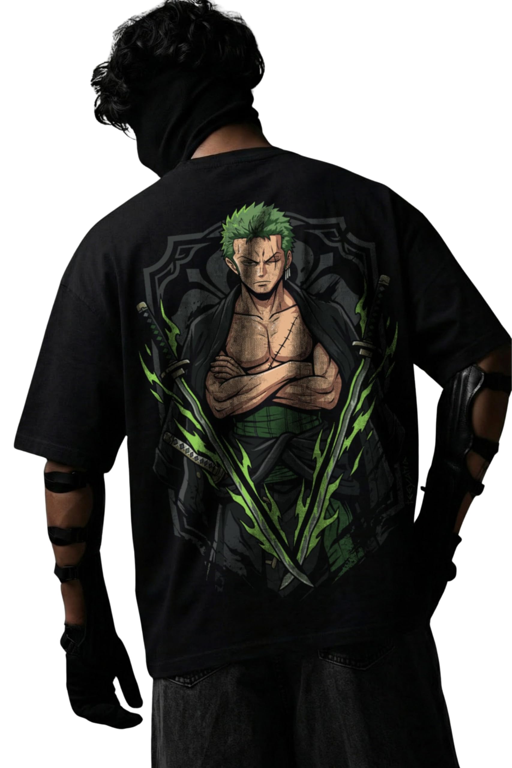 teeyatra Oversized T-Shirt for Men | Anime Oversized T-Shirt | Round Neck 240 GSM Anime Black Tee | Perfect for Everyday Use - Black Tee-picture-40