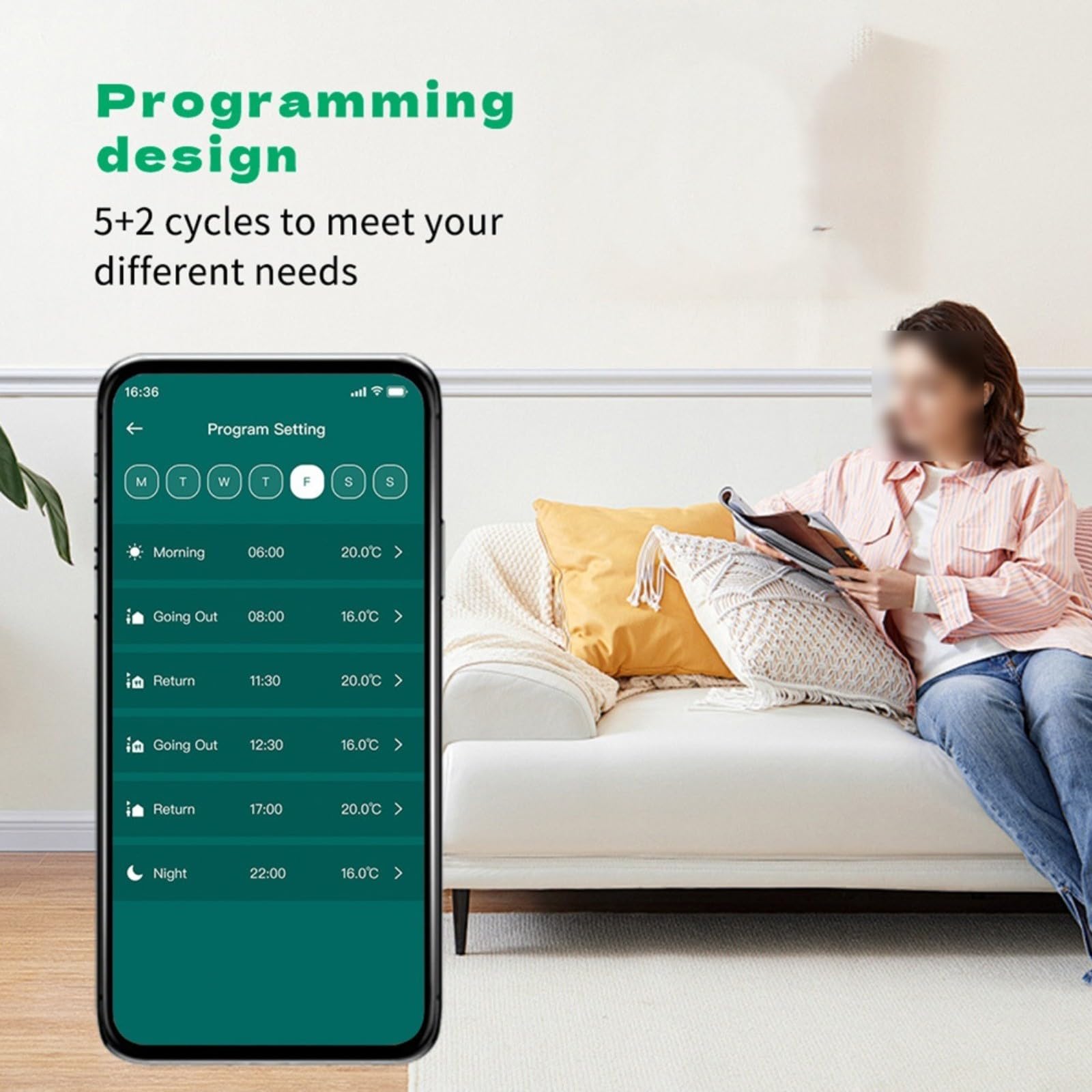 Controlador de temperatura WiFi para caldera colgante de pared, panel de termostato ABS de caldera combinada con aplicación móvil compatible con tuya (modelo regular)