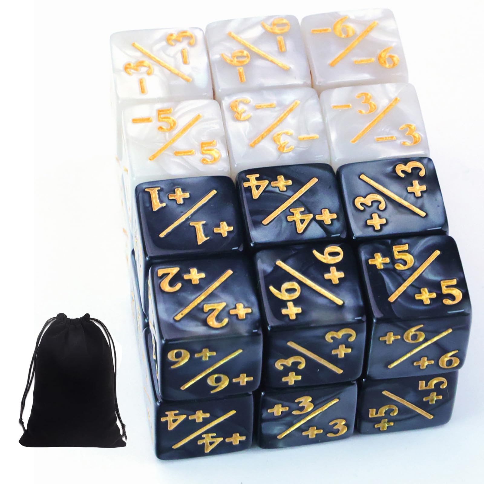 D6 Dice Counter Set,24 Pcs Dice Counter Sign 16mm Loyalty Cube Token Positive and Negative Multi-Faceted Number Game for Party Table Games KTV Bars