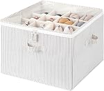 StorageWorks Rangement de chaussures, Rangement d'organisateur de chaussures pour placards, organisateur de grandes chaussures en tissu pour étagère avec séparateurs réglables et couvercle transparent, Chaussures à portée, 24 Paires, Beige