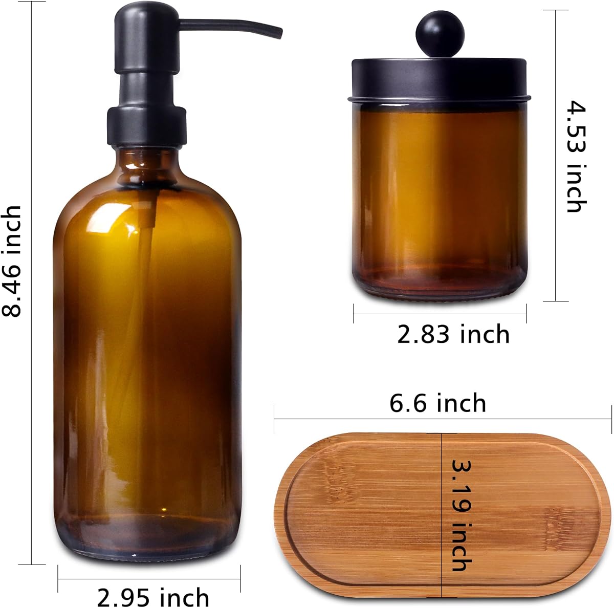 Amber Glass Apothecary Soap Dispensers (Set of 2) view 2