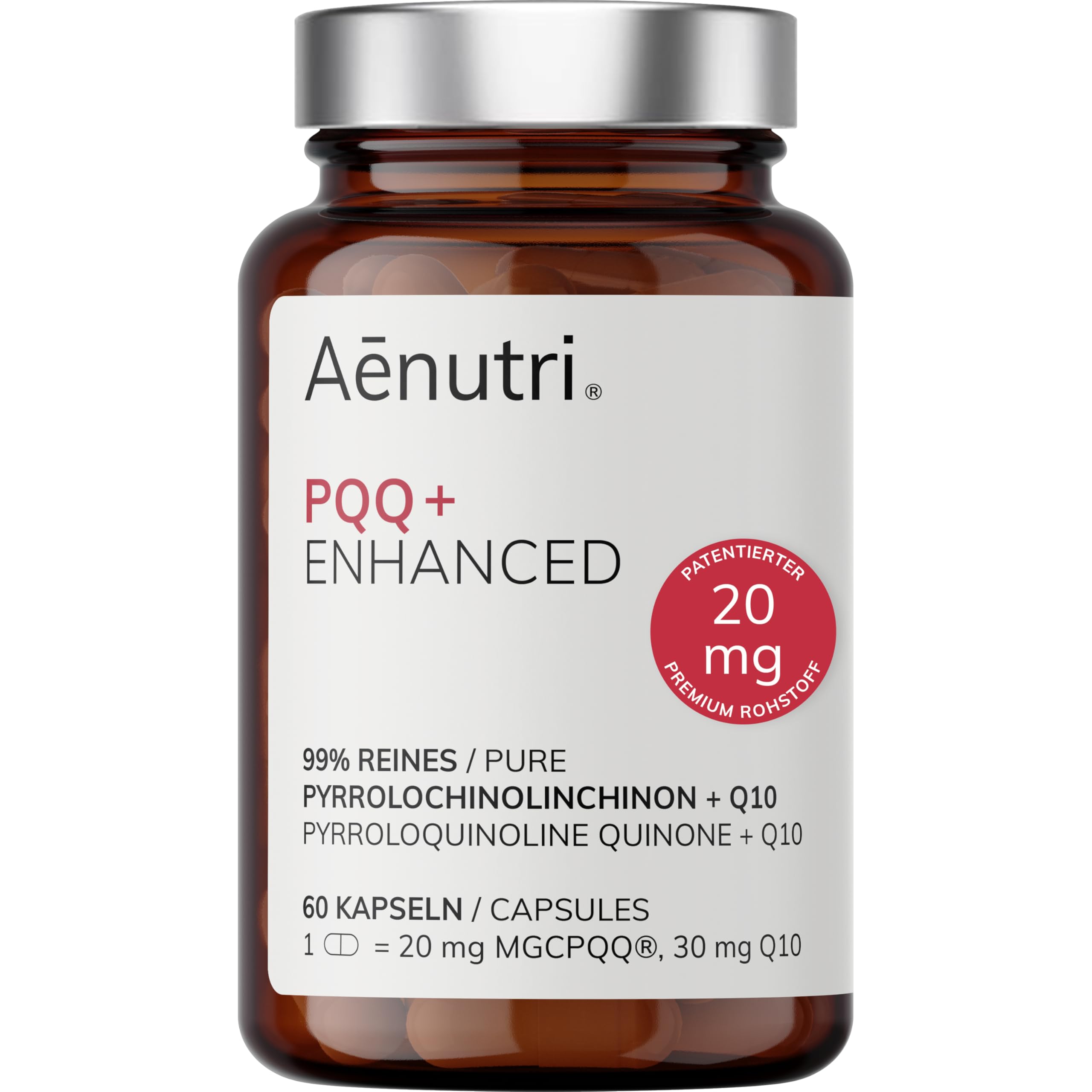 Novità: PQQ Plus Enhanced | 60 capsule | 20 mg brevettato MGCPQQ® per capsula | formula ottimizzata con coenzima Q10 | Qualità testata in laboratorio prodotta in Germania
