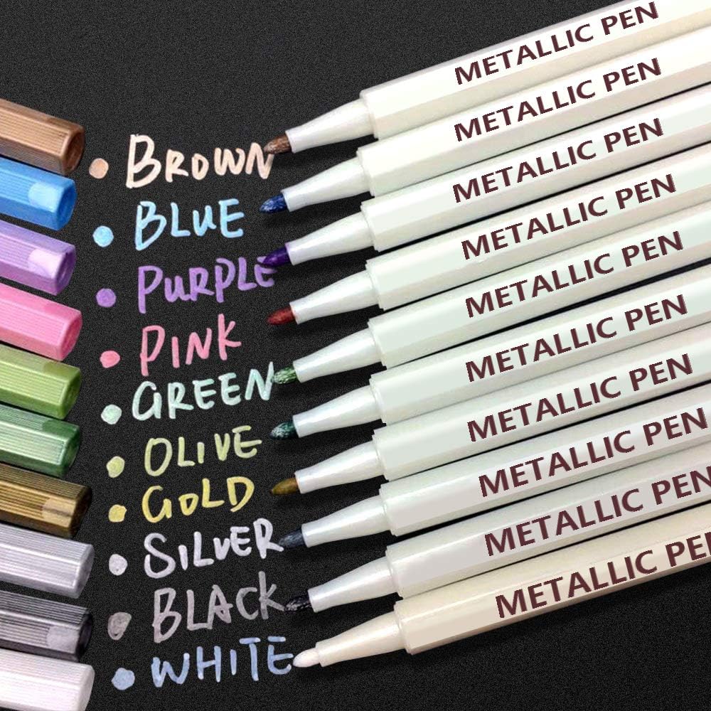 APOGO Metallic Marker Pens Scrapbook Pens for Black Paper Metallic Pens