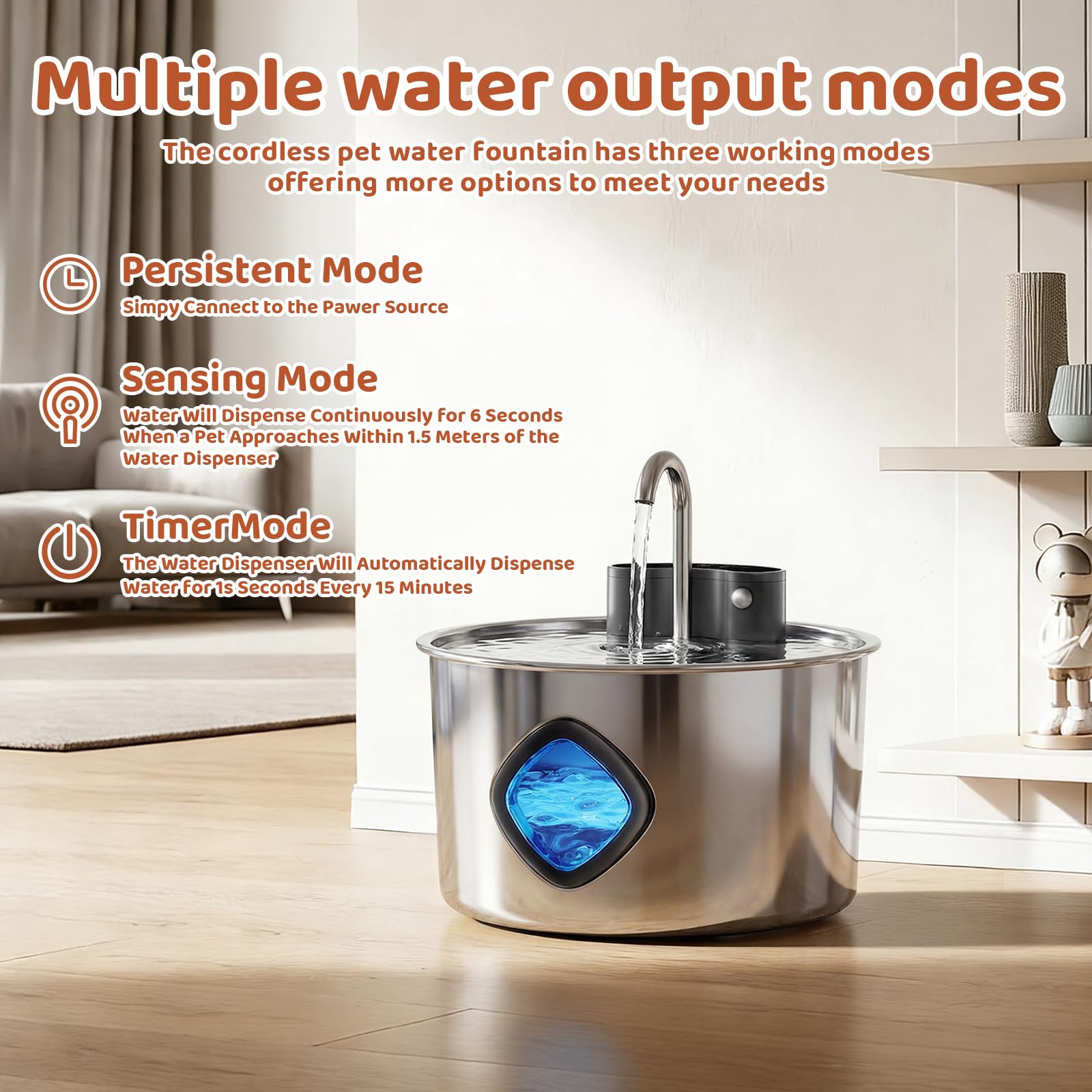 Pet Water Fountain Pump Replacement - Quiet Operation, High Efficiency - Compatible with 2.2L/3L/3.2L/3.5L Stainless Steel Cat & Dog Water Fountains - image 3