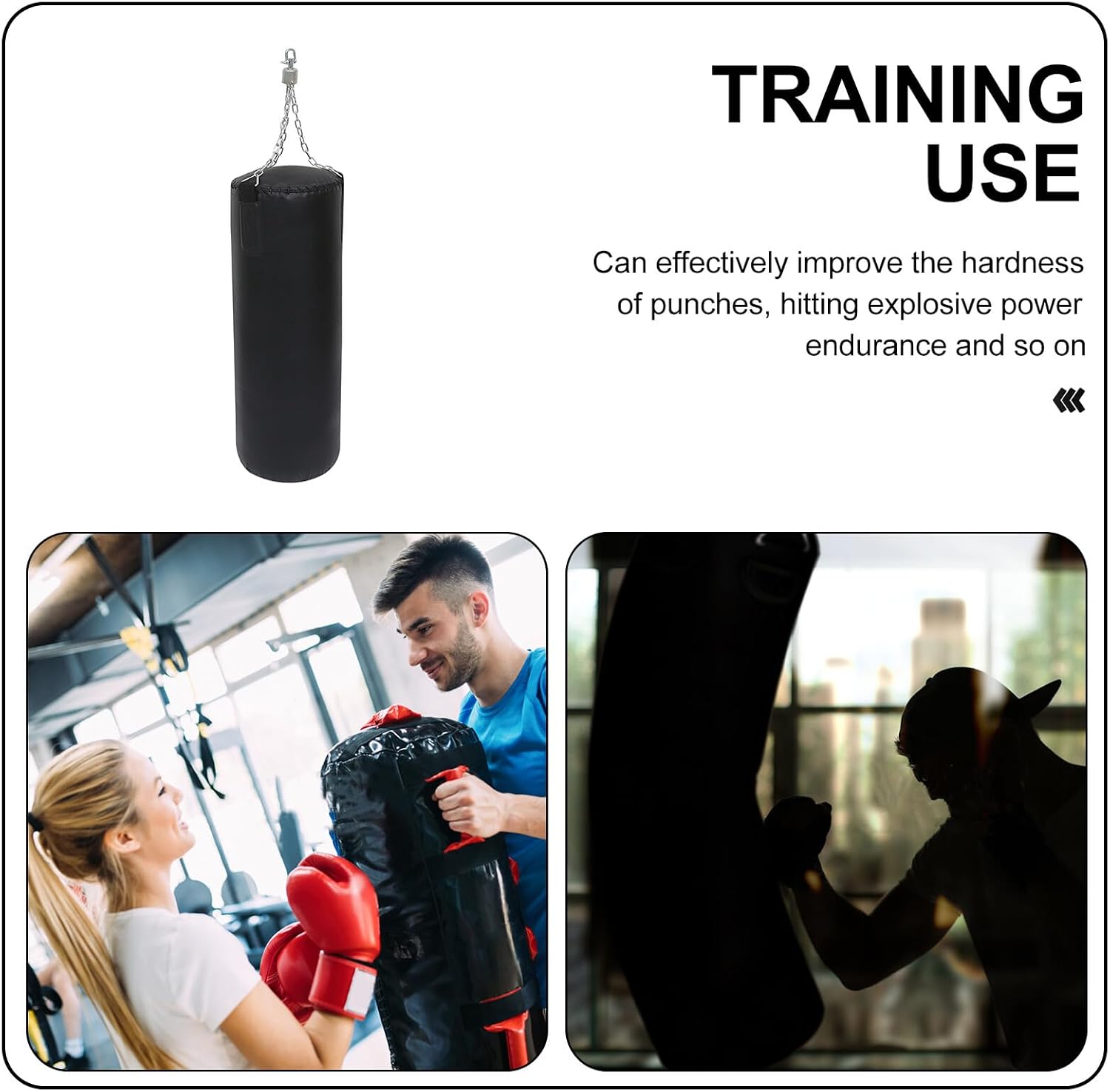 HANABASS Boxing Sandbag Hanging Fitness Bag Heavy Duty Leather Workout Sandbag 85cm Solid Punching Bag for Gym Training and Martial Arts