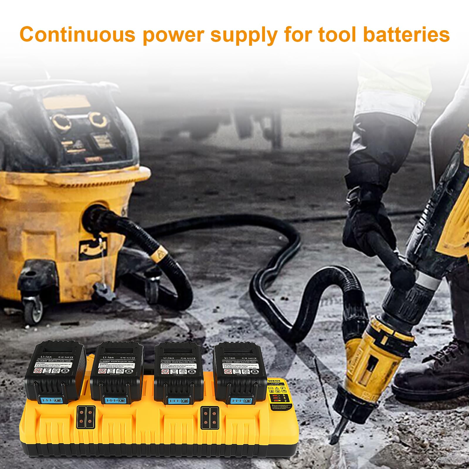 Lomrige DCB104 Battery Charger Station for Dewalt Battery Charger 3.0A,Simultaneous Charging for 12V and 20V Max Battery, Compatible with DCB124 DCB126 DCB200 DCB205