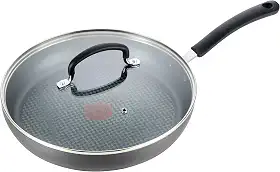 T-fal Ultimate Frigideira anodizada antiaderente com tampa, pode ser lavada na lava-louças, 1 peça, preta