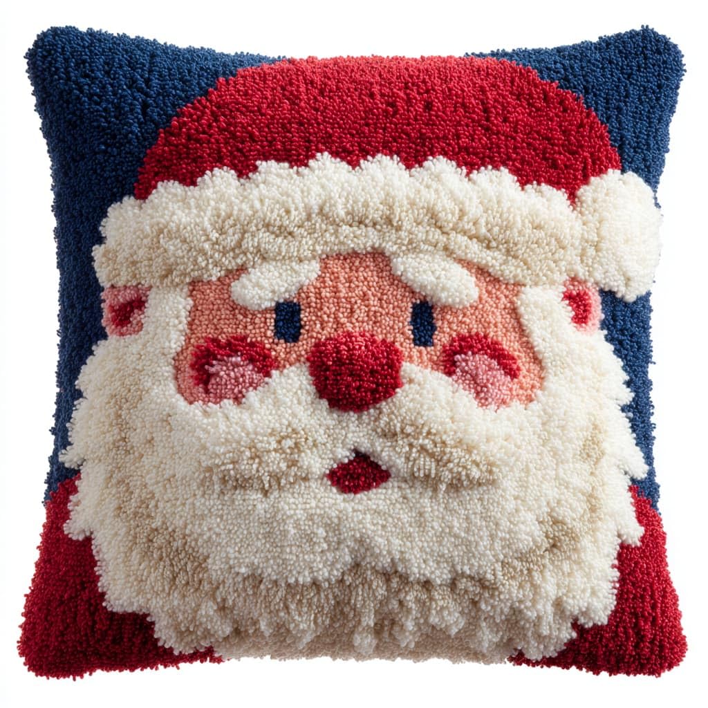Taxpy Latch Hook Cushion Kits, Santa Claus Pillow Case Cushion Rug Cover DIY Needlework Embroidery Kits Handmade Hook Set 43x43cm