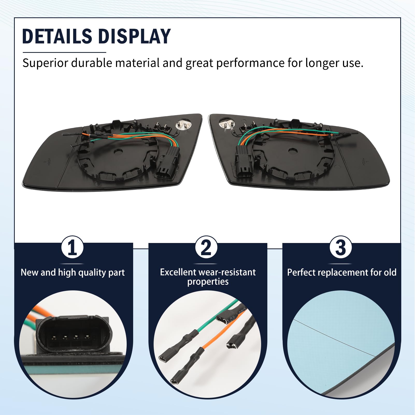 Espejos Retrovisores Calefactables para E60 E61 E63 E64 Espejo Retrovisor Izquierda y Derecha Incluye una Base de Montaje y un Conector Fácil de Instalar Espejo Asférico 51167251649
