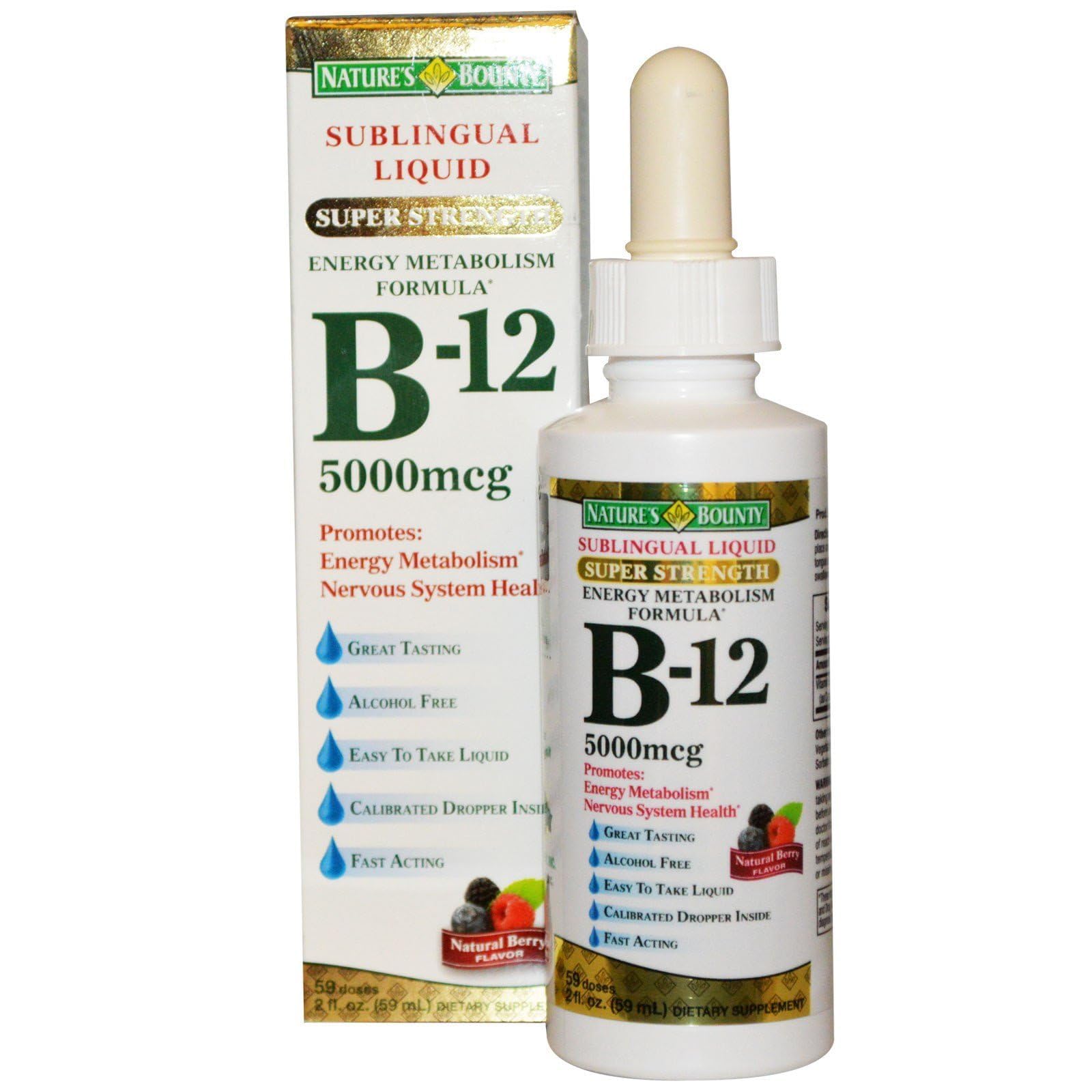 DCOM N.ature's B.ounty Vitamin B12 5000 Mcg Sublingual Liquid, Cardiovascular Health & Cellular Energy Support PACK OF 59 ML