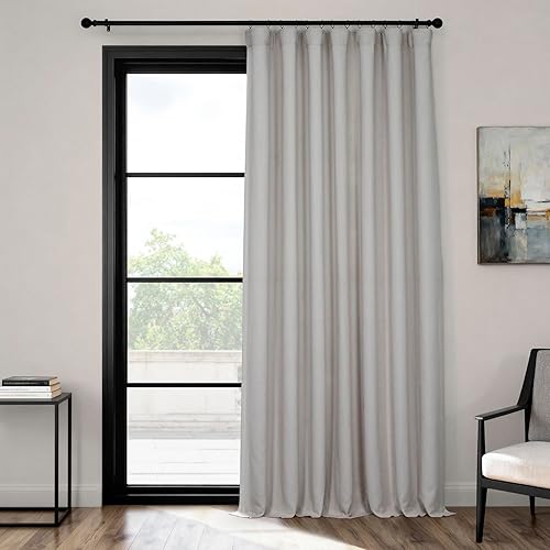 HPD Half Price Drapes - Faux Linen Curtains for Living Room (1 Panel) - 100W X 84L - Extra Wide Textured Room Darkening Curtains for Bedroom 84 Inches Long - Drapes for Home Decor, Birch