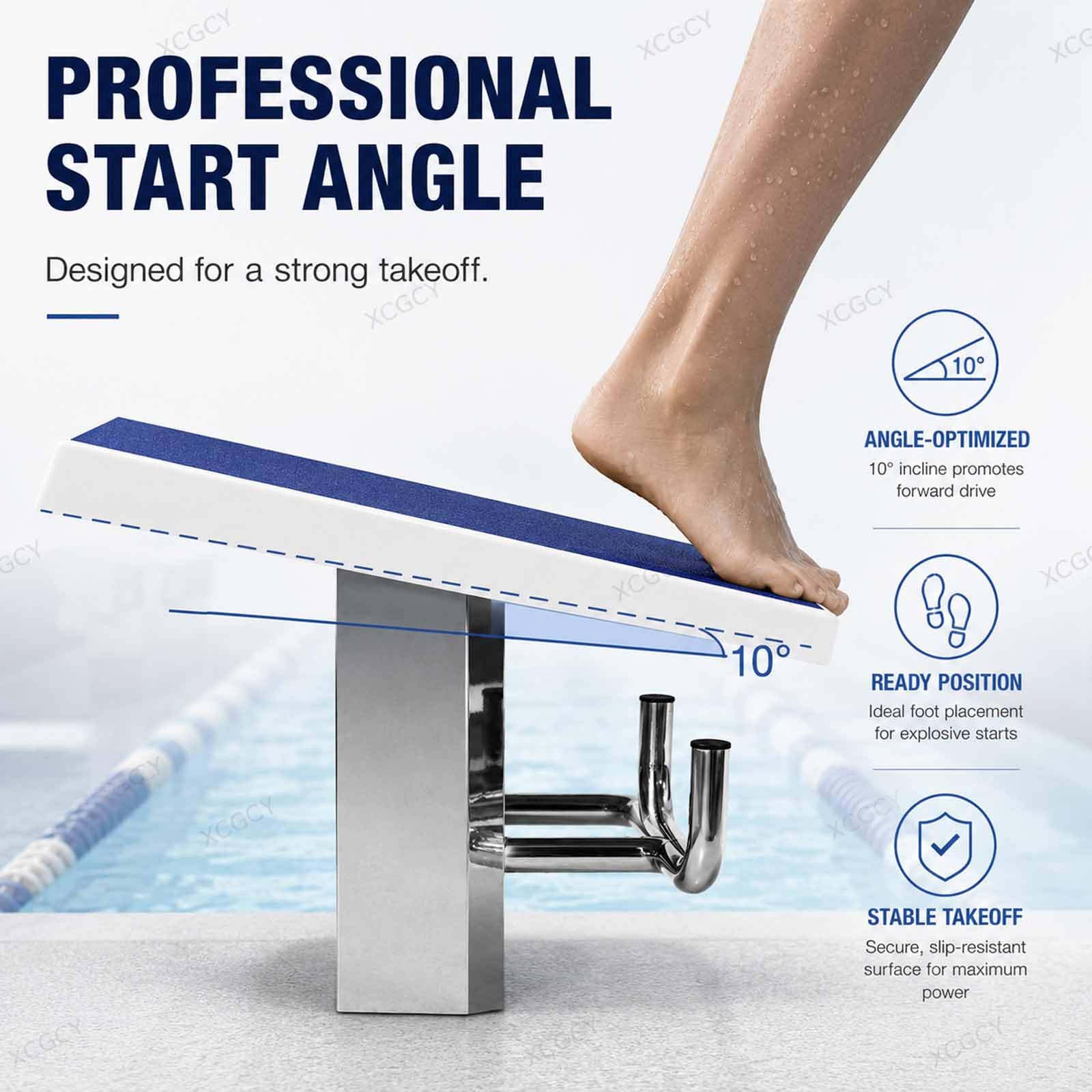 Piattaforma di Partenza per Tuffi A Un Gradino, Piattaforma di Salto per Allenamento Agonistico di Nuoto, capacità 600 Libbre, Superficie Antiscivolo 10°, 50 X 50 X 47 Cm per Piscina